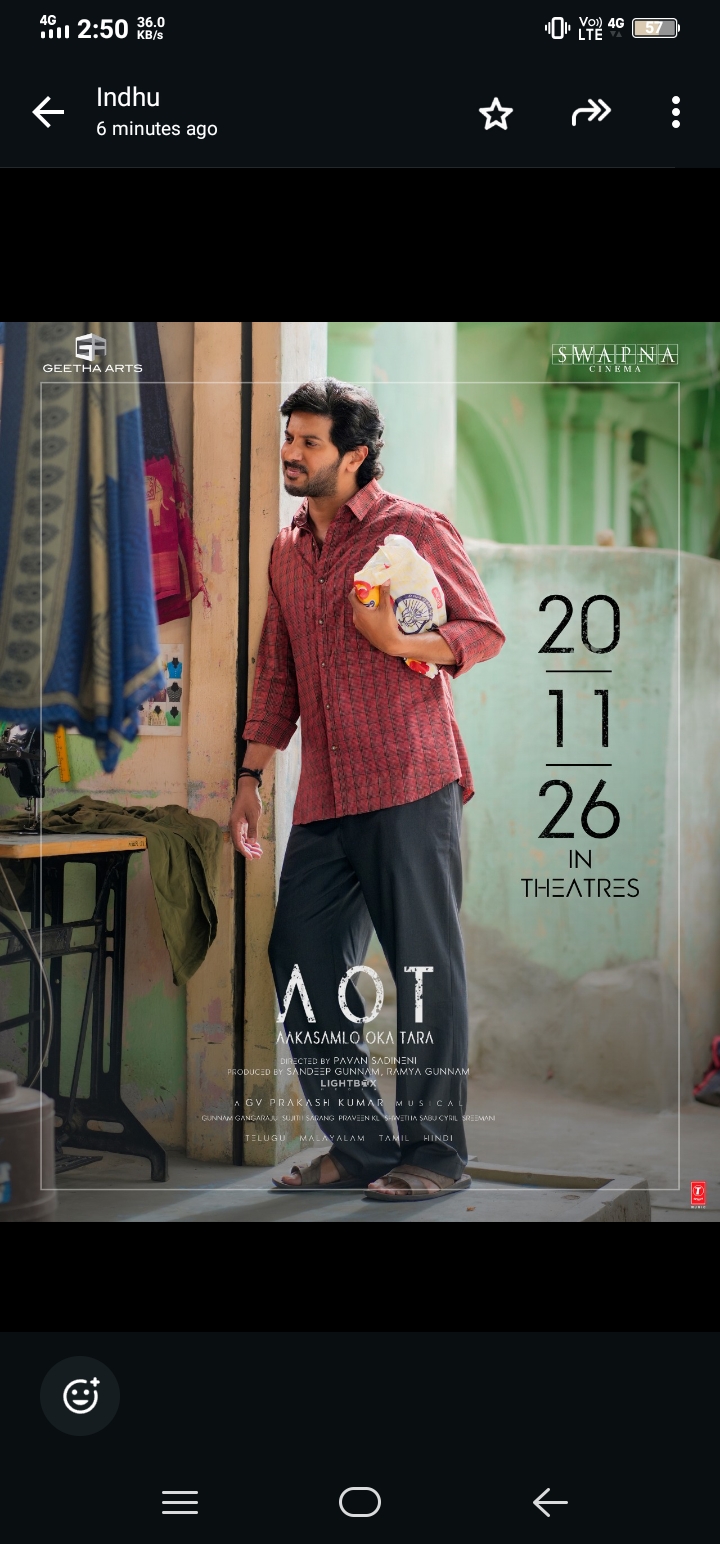 நவம்பர் 20-ம் தேதி பிரமாண்டமாக வெளியாகும் துல்கர் சல்மானின் ‘AOT’*